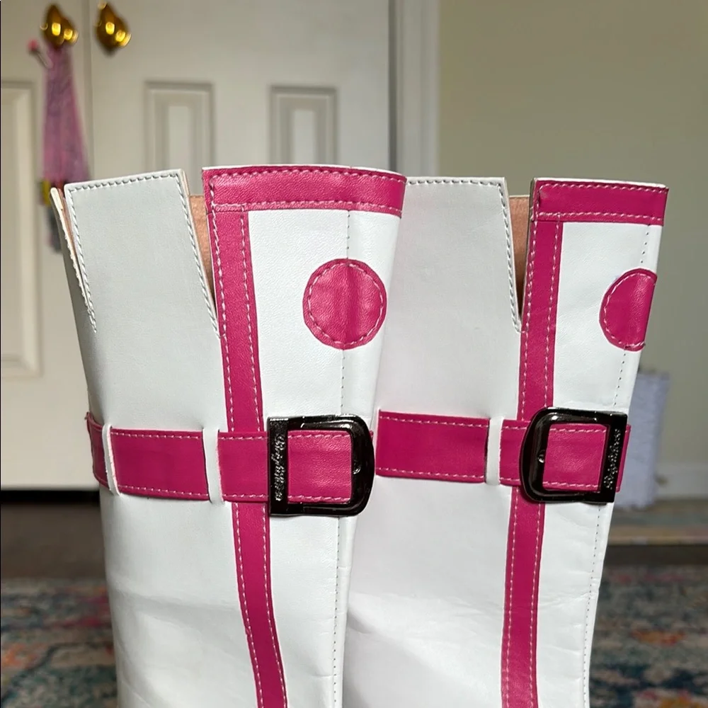 Kids Pink and White Boots - Picture 2 of 6